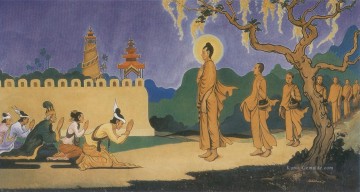Buddha besuchte rajagaha Stadt Buddhismus Ölgemälde